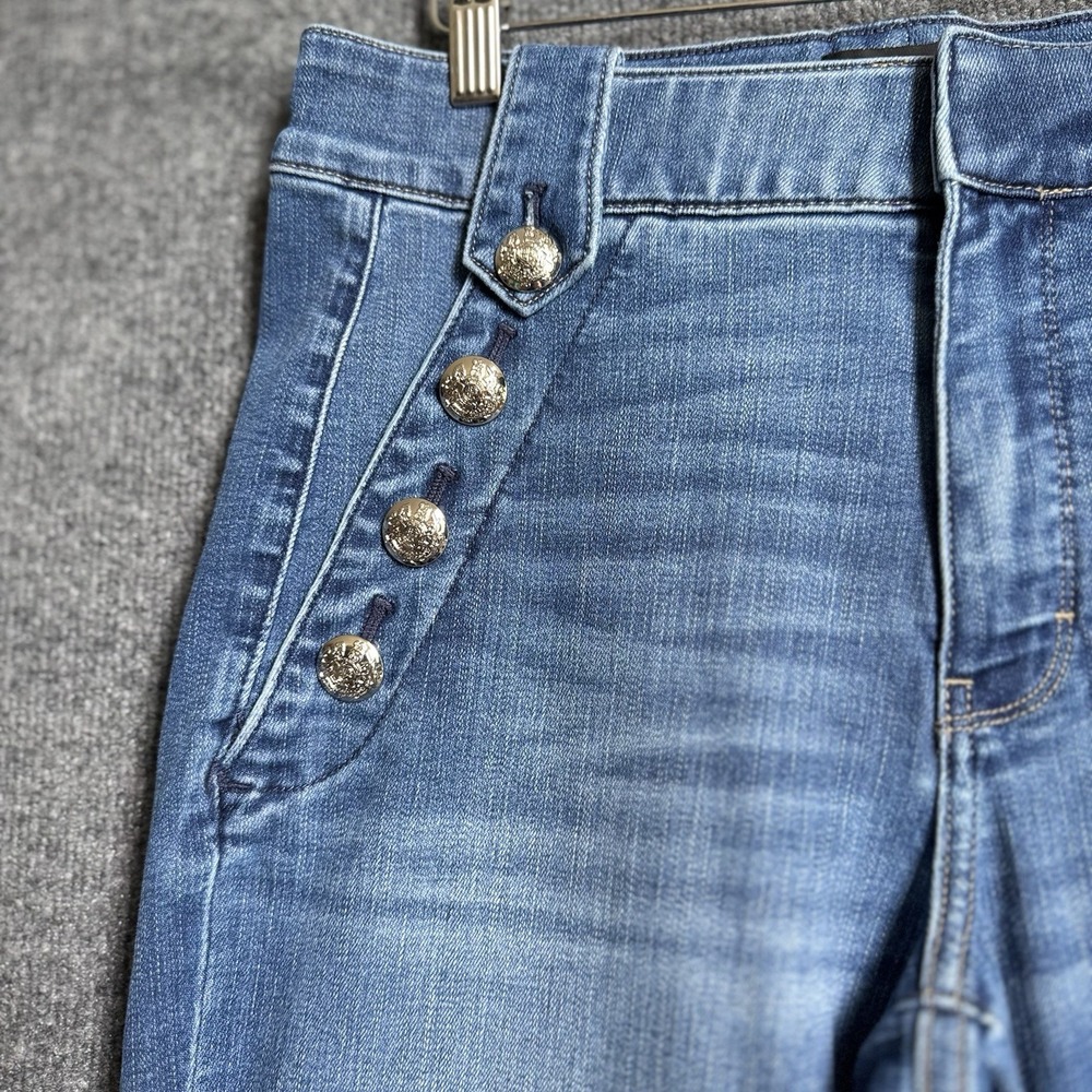 White House Black Market Jeans 8 Blue High Rise Wide Leg Sailor Mariner 70s - Picture 6 of 12